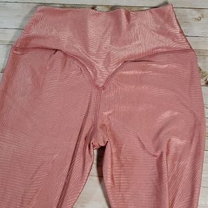 ABS2B Leggings Pink Tan Feather Textured Shiny‎ Butt Booty Large